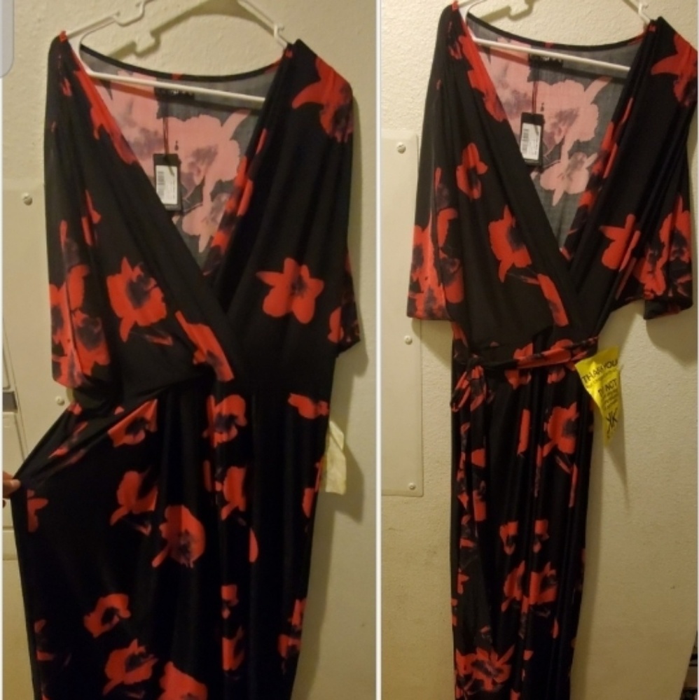 V-Neck Wrap Cross Over Cocktail Floral Maxi Dress